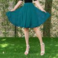 thumbnail image 2 of Women's Skirts High Knee Skirt Pleated Length Skirt Dancing Half Skirt Solid Summer Clothes for Women Army Green One Size, 2 of 4