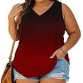 thumbnail image 2 of StSilkitty Plus Size Tank Tops for Womens Gradient Color Loose V Neck Blouses Summer Beach Lightweight Soft Shirts, 2 of 7