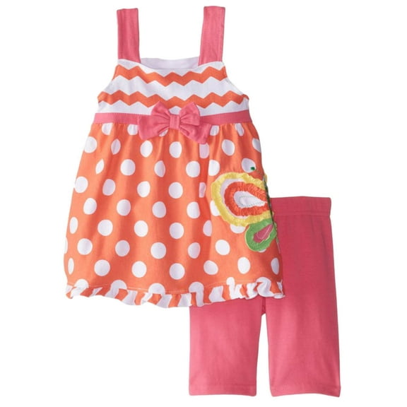 Young Hearts Girls Butterfly Outfit Orange Polka Dot Top & Shorts 2 Piece Set 6