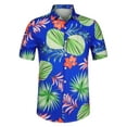 thumbnail image 6 of INSPIRE CHIC Men's Shirts Short Sleeve Floral Printed Button Front Beach Hawaiian Shirt 34 Blue Green, 6 of 7