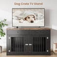 thumbnail image 3 of 60" Dog Crate Furniture with 2 Drawers – Double Dog Kennel with Divider & Rustic Wood Top – 60.2" x 23.6" x 35.7" – Living Room End Table – Multiple Colors, 3 of 7