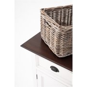 NovaSolo Halifax Accent Mahogany Wood Buffet with 4 Basket Set in White