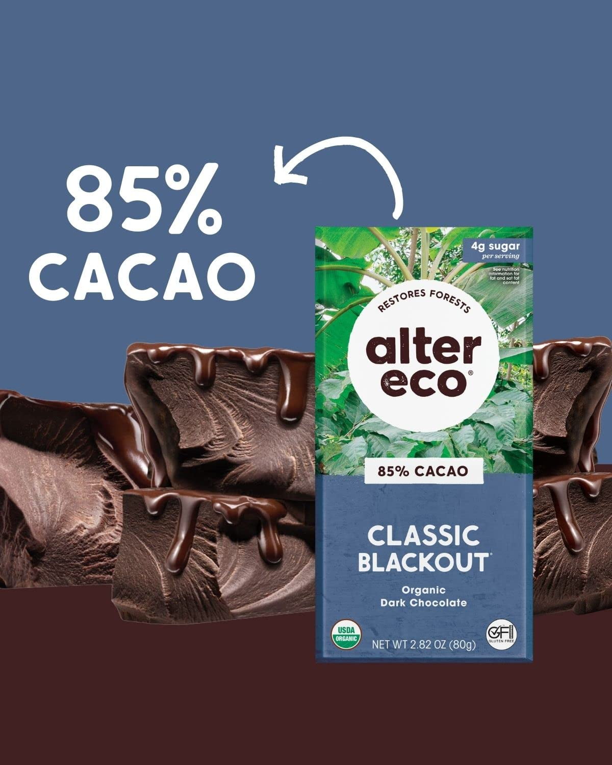 (Pack of 12) Alter Eco America Blackout Organic Dark Chocolate Bar, 2.82 oz