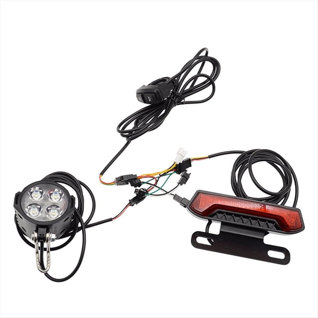 E-Bike Front Brake Rear Light Taillight Set 24V 36V 48V Ebike Headlight with Switch for Electric Bike Scooter