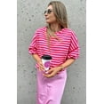 thumbnail image 5 of Casuashion Sachet Pink Striped Crew Neck Sweatshirt - Drop Shoulder Comfort, Fashionable Fit!, 5 of 8