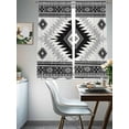 thumbnail image 4 of Black Beige Boho Sheer Curtains 72 Inch Length 2 Panels Set, Vintage Ethnic Tribal Southwestern Voile Window Treatment Rod Pocket Curtains Sheers Drapes for Bedroom/Living Room/Kitchen 52"x72"x2, 4 of 7