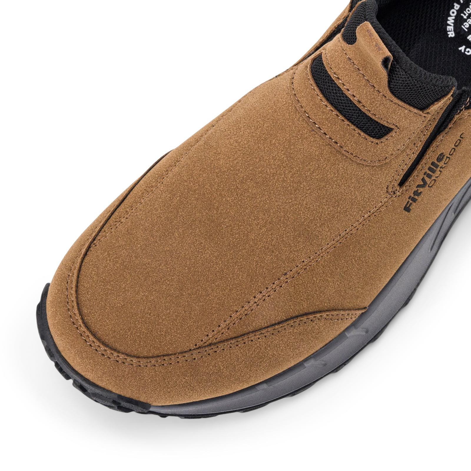 FitVille Extra Wide Mens Slip on Hiking Shoes Trekking Loafer with Arch Support