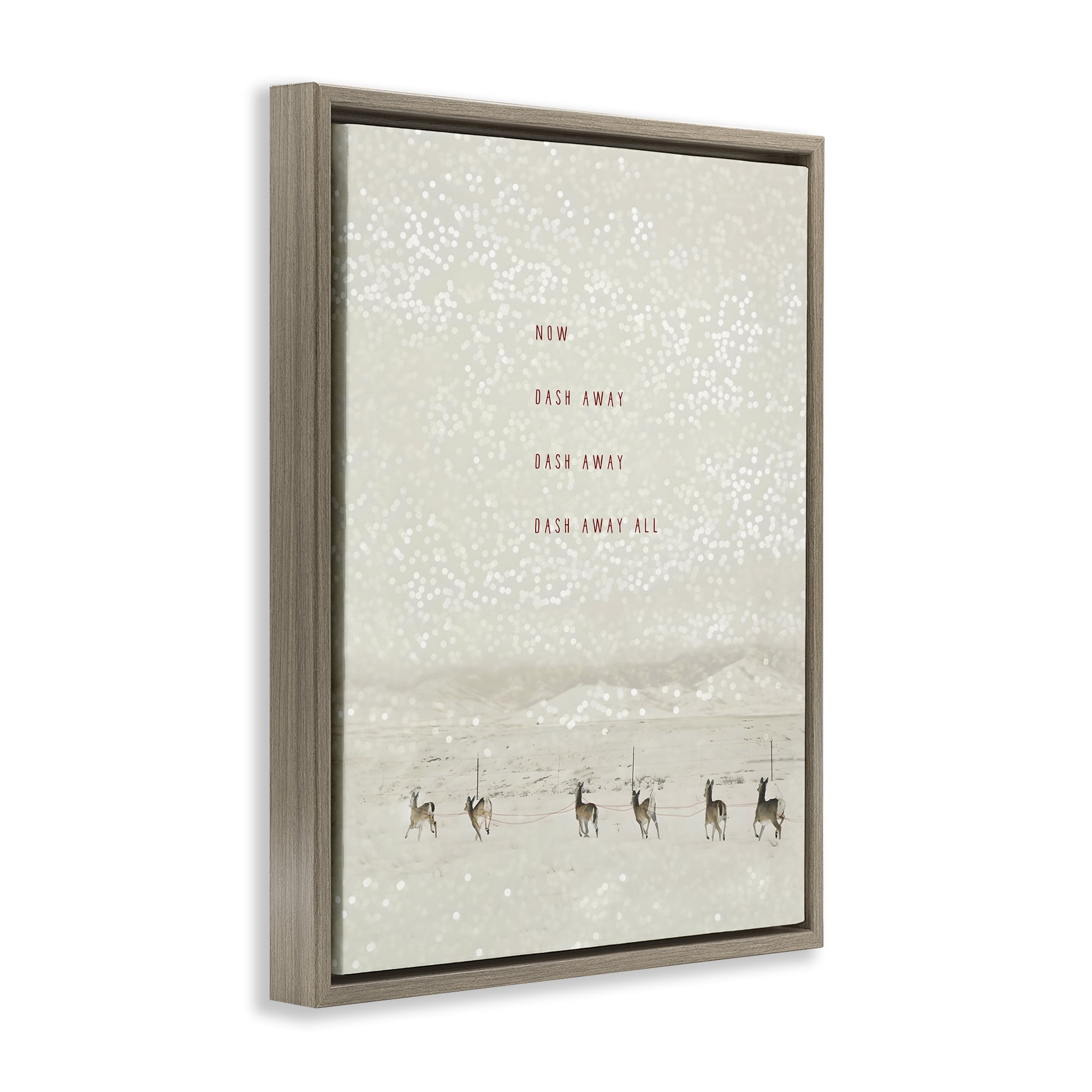 Stupell Industries Dash Away Winter Poem Landscape Painting Brown Floater Framed Canvas Art Prints Wall Art, 17 x 21