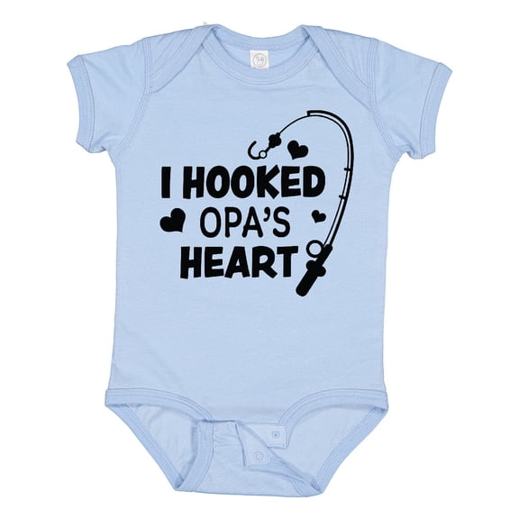 Inktastic I Hooked Opa's Heart with Fishing Rod Boys or Girls Baby Bodysuit