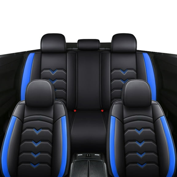 WILLJOY Car Seat Cover for Mazda CX-5 2013-2024, 5-Seat Deluxe Faux Leather Front Rear Seat Cushion Protector for Mazda 6 CX-7 Speed3 Black&Blue