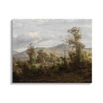 Classic Nature Woodland View Landscape Painting Gallery Wrapped Canvas Print Wall Art