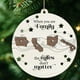 thumbnail image 4 of Cuando Eres Familia, Las Millas No Importan. Millas De Distancia. Familia Lejana. Amigos. Hermanos. Hermanas. Mapa Del Estado. Adorno De Madera De 2 Capas. Colgante De Madera Navideño., 4 of 7