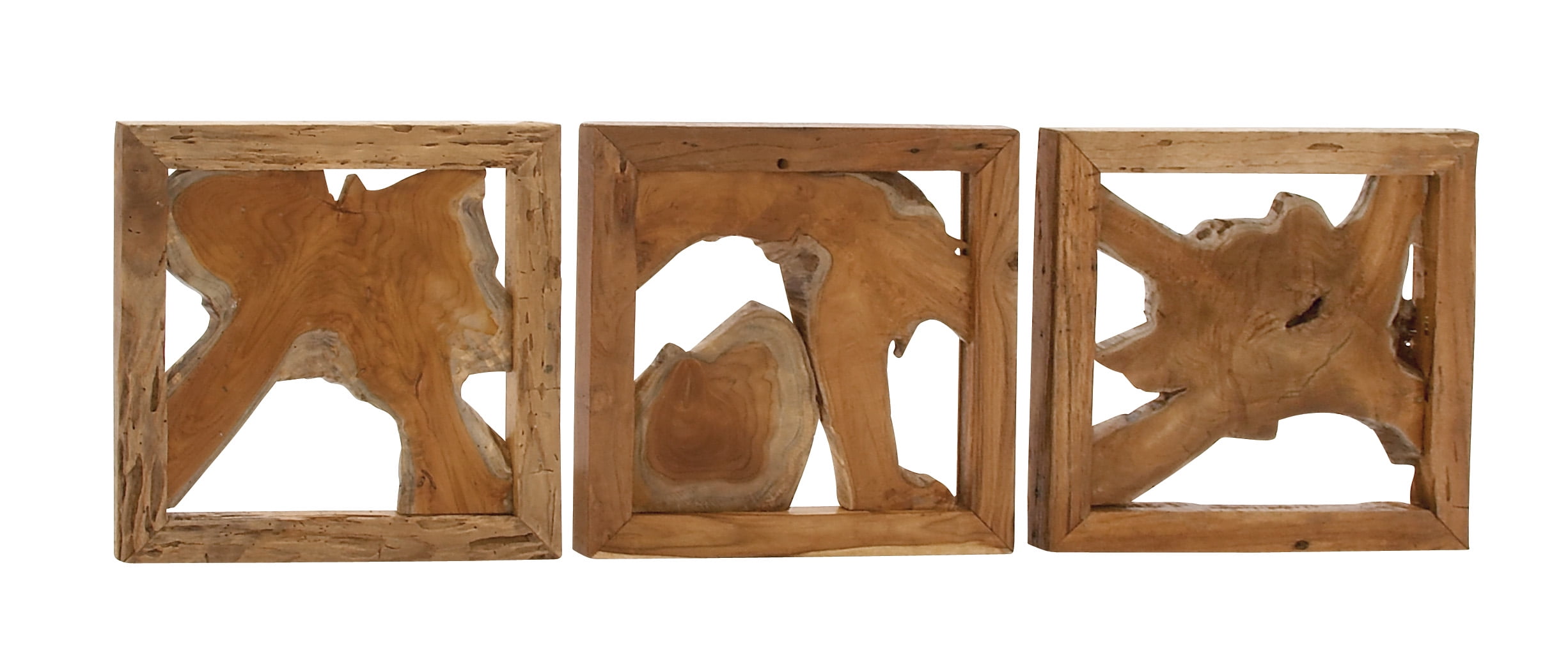 Teak Wood Wall Decor Set Of 3