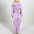 thumbnail image 2 of AUNVITO Women's Polka Dot Fleece Jumpsuit Long Sleeve Hooded Zipper Front Casual Loungewear, 2 of 6