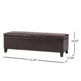 thumbnail image 3 of Canterbury Upholstered Storage Ottoman Bench, Brown Faux Leather, Dark Brown, 3 of 9