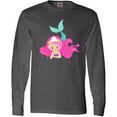 thumbnail image 3 of Inktastic Cute Mermaid, Pink Hair, Green Tail Long Sleeve T-Shirt, 3 of 5