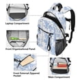 thumbnail image 5 of JIALIOU 14" Laptop Backpack Waterproof Airline Approved Stylish Casual Daypack for Travel Business College Work, Blue White Stripes and Blue Flowers, 5 of 8