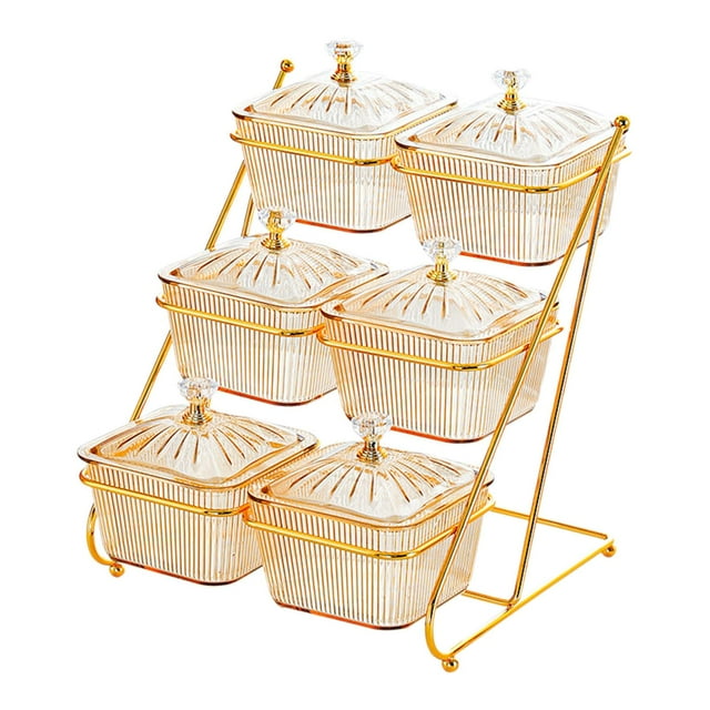 Plato de 3 niveles para frutos secos, platos para aperitivos, platos decorativos multifuncionales para aperitivos. Marrón