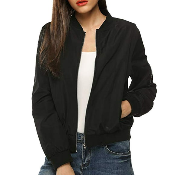 Mefallenssiah Womens Classic Quilted Jacket Short Bomber Jacket Coat Bk/L