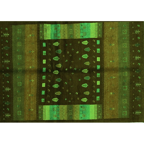 Ahgly Company Indoor Rectangle Oriental Green Traditional Area Rugs, 3' x 5'