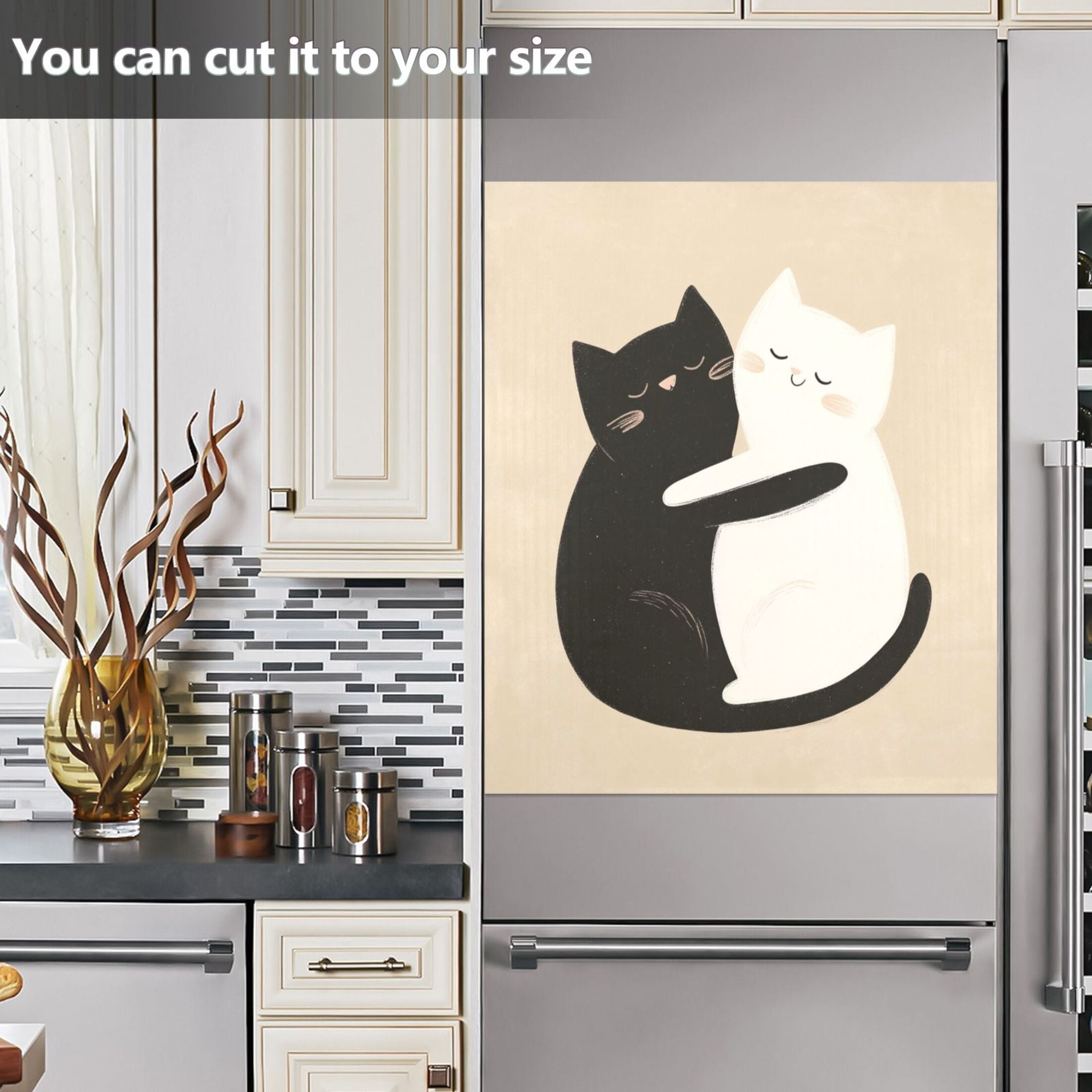 Dishwasher Magnetic Sticker 23x26 Inch Refrigerator Magnetic Sticker Washing Machine Magnetic Sticker Kitchen Panel Magnetic Sticker Home Decor Two Cute Cats Cuddling