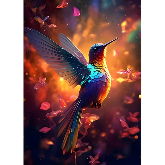 5D DIY Diamond Painting Set "Hummingbird" Round Diamond Art Crafts for Adults, Suitable for Wall Decoration, Bedroom and Home Decoration