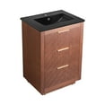 thumbnail image 3 of Daxton 24" Freestanding Bathroom Vanity in Brown Oak with Black Sink Top, 3 of 8