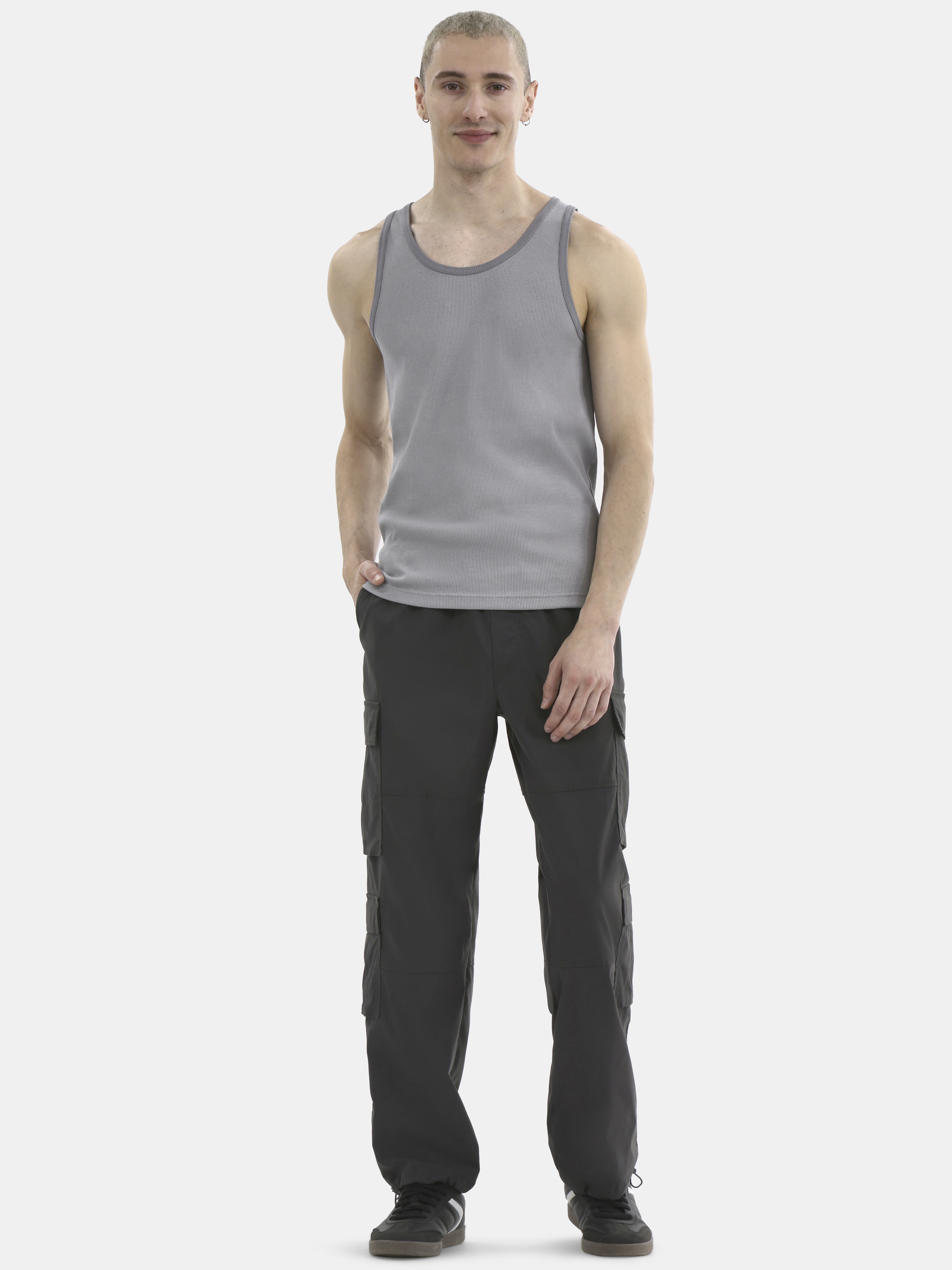 No Boundaries Flat Grey Basic Tank Top, 3-Pack, Men's