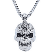Vintage Skull Pendant Necklace Stainless Steel Gothic Skeleton for Men Women Punk Jewelry Gift