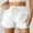 White, variant on POTETI High Waisted Womens Cargo Shorts Cotton Linen Women's Shorts White with Pockets Solid Flat Front Bandage Shorts