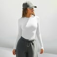 thumbnail image 4 of FRSASU Womens Long Sleeve Crewneck Neck Ribbed Tops Spring Fall Fitted Stretch Casual Basic T Shirts White, 4 of 6