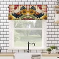 thumbnail image 4 of Rooster Chicken Valances for Windows Sunflower Watercolor Art Vintage Farm Rod Pocket Curtain Valance Window Treatment Short Curtains for Kitchen Living Room, 42"x12", 4 of 5