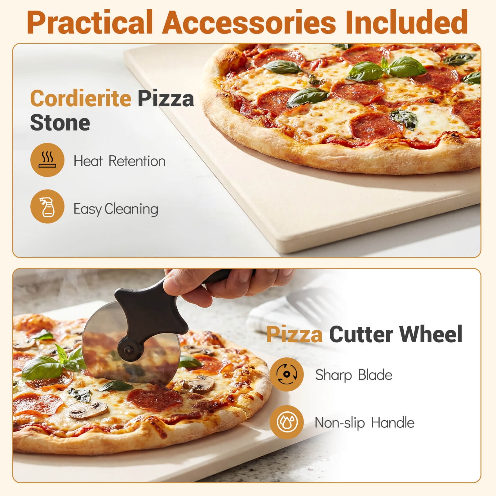 Costway Pizza Oven for 12” Pizzas with 6 Presets & 2-Min Rapid Baking Heats up to 750℉
