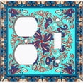 thumbnail image 4 of Metal Light Switch Plate Cover Teal Purple Mandala Flower Heart Tile Pattern TIL035, 4 of 13