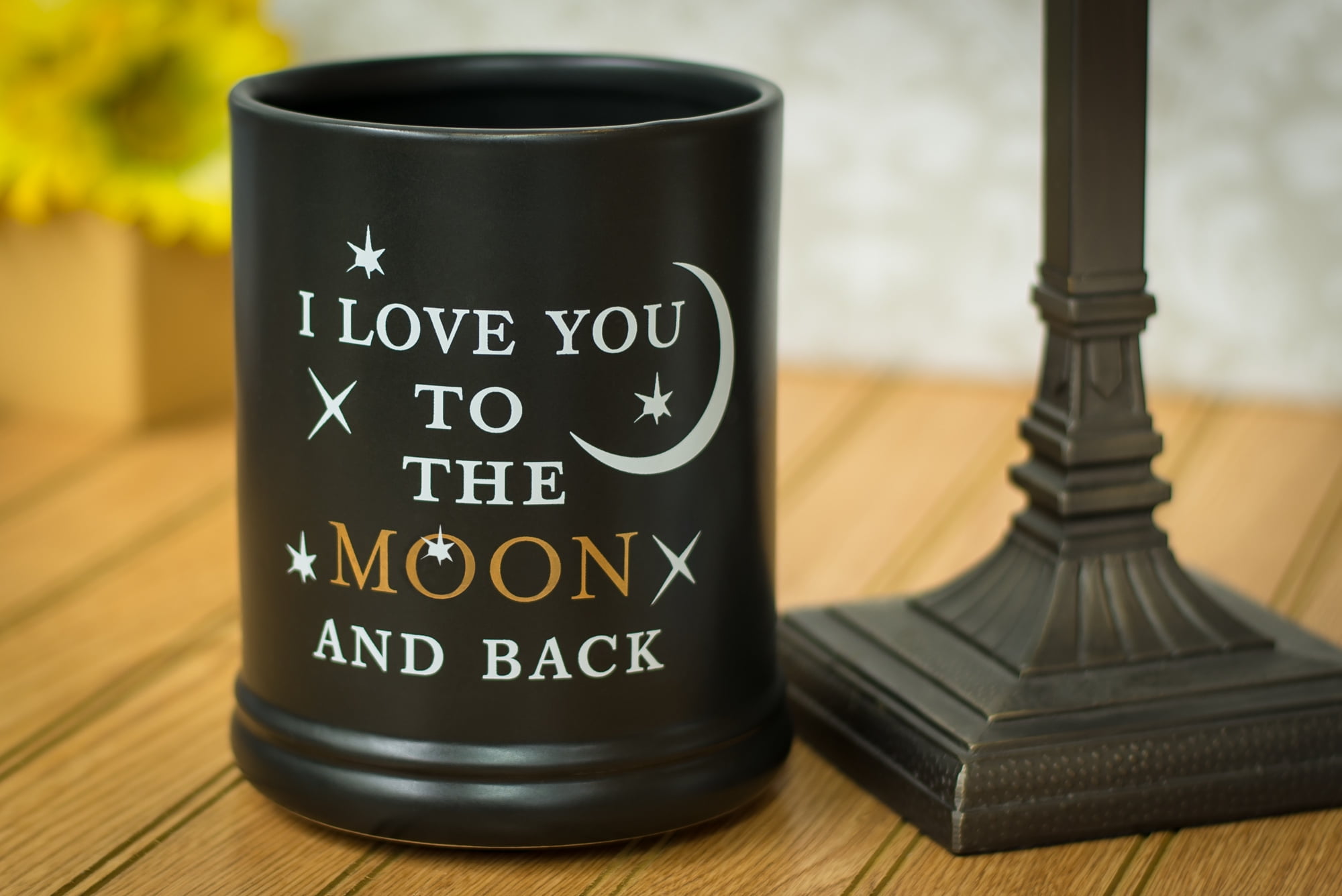 Elanze Designs Love You to the Moon Black Ceramic Stoneware Electric Large Jar Candle Warmer