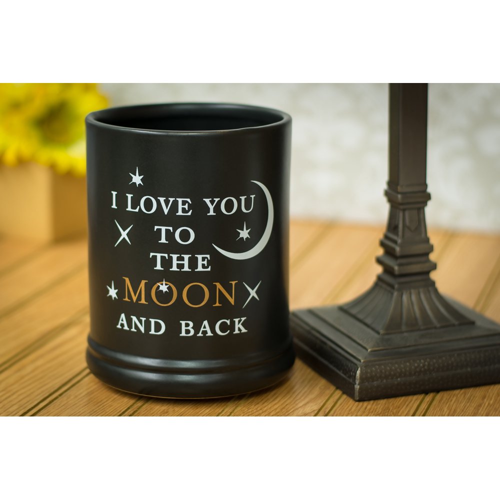 Elanze Designs Love You to the Moon Black Ceramic Stoneware Electric