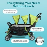 Foundations Compass Trio Triple Stroller, 3-Seat Tandem with UV Canopies and Reclining Seats, Lime