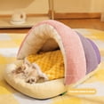 thumbnail image 4 of 1 PC Slipper Shaped Pet Bed with Blanket Ultra Soft Cute Plush Cat Cave Bed, Anti Slip Warm Pet House Nest for Cats Dogs, 4 of 6