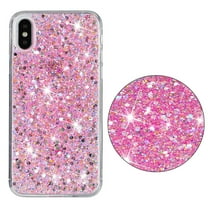 For iPhone XS/X Case,Cute Glitter Bling Twinkle Stardust with Drop Protection Shockproof Soft TPU Slim Flexible Phone Case Girls/Women Protective case for iPhone XS/X,Anti Scratch,Pink