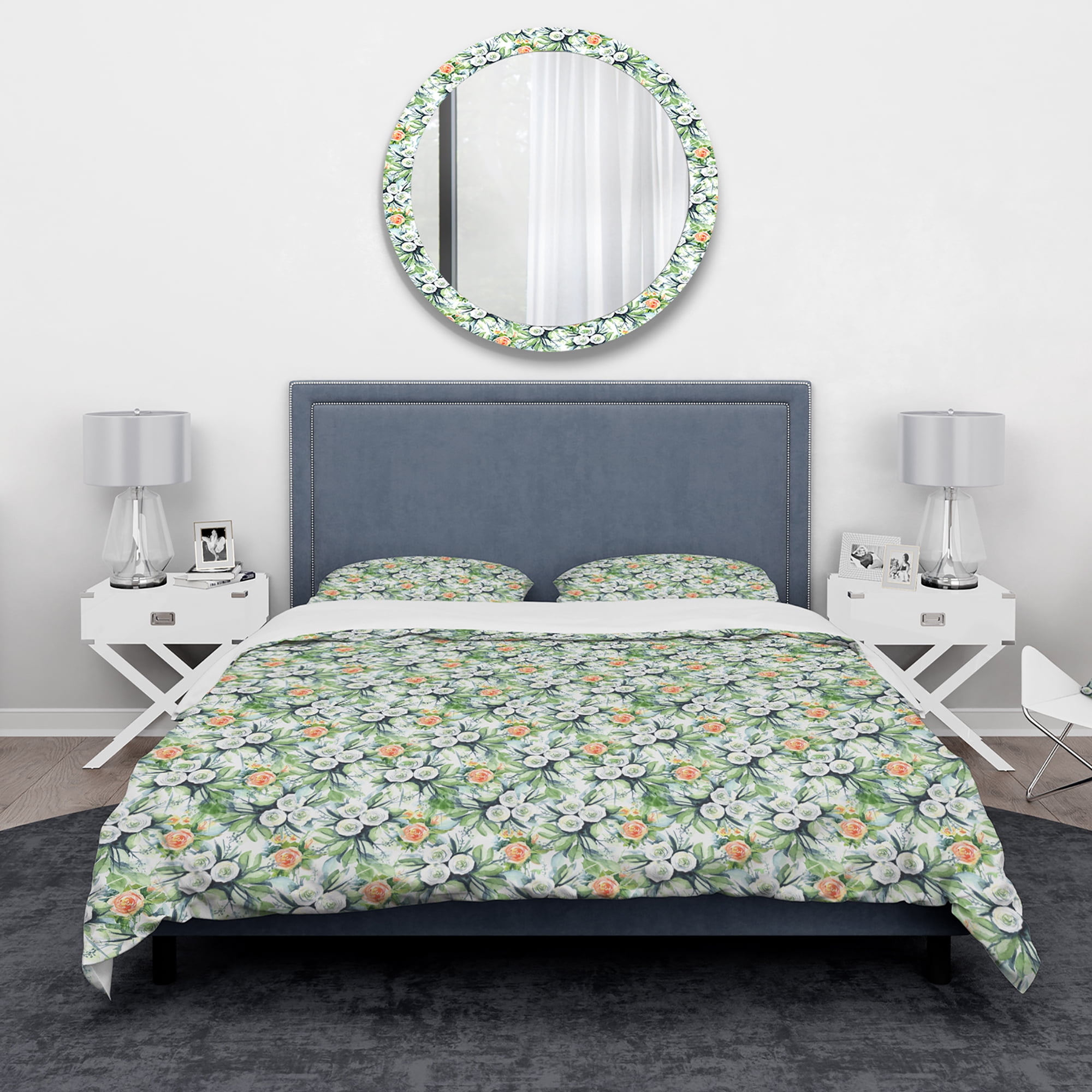 Designart 'A White and Yellow Roses Bouquet' Traditional Duvet Cover Set