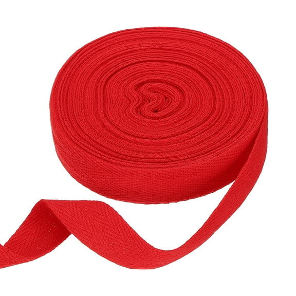 Uxcell Cotton Twill Tape Ribbon 3/4" 11 Yard Herringbone Webbing Tape, Red