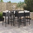 thumbnail image 1 of vidaXL 7 Piece Garden Bar Set with Cushions Black Poly Rattan, 1 of 4