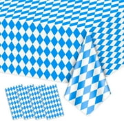 Hegbolke 4 Pack CORNET Oktoberfest Tablecloths - Blue and White Checkered Tablecloth Beer Table Cloths Rectangular Oktoberfest Table Covers for German Oktoberfest Decorations Supplies, 54" x 86"