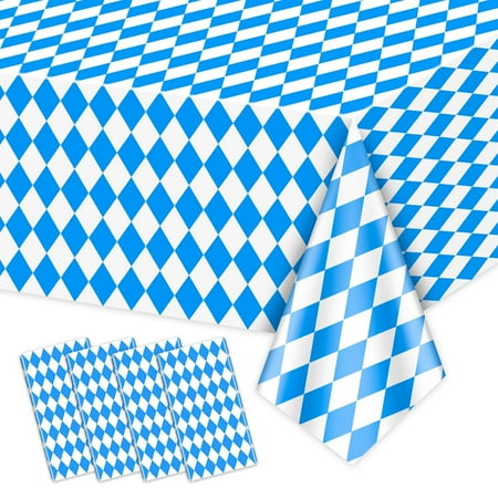 Hegbolke 4 Pack CORNET Oktoberfest Tablecloths - Blue and White Checkered Tablecloth Beer Table Cloths Rectangular Oktoberfest Table Covers for German Oktoberfest Decorations Supplies, 54" x 86"