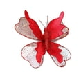 thumbnail image 2 of AYktou Christmas Tree Ornaments Butterflies Clips, Glittering Mesh Butterflies Pendant Christmas Ornaments Clip, DIY Wreath Window Display Gift Packaging Christmas Tree Decorations, Red, 2 of 7