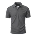 thumbnail image 3 of gbyLJF Men's Short Sleeve Collared T-shirts with Two Buttons Solid Color Casual Work Golf Tee Shirts Summer Workout Tops, 3 of 9