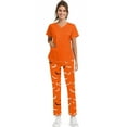 thumbnail image 4 of WTOBBY Women's Short Sleeve Halloween Print Uniform Top and Pants Two Piece Set, Workwear Nurse Costume Outfit for Roleplay and Party,Saffron 3XL, 4 of 6
