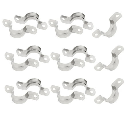 

M25 304 Stainless Steel Two Hole Pipe Straps Tension Tube Clip Clamp 15pcs