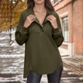 thumbnail image 3 of Women's Fashion Women's Lightweight Long Sleeve Pullover With Pockets Preppy Graphic Hoodie, Solid Color Fall Winter Sweatshirt with Button Details for Stylish Outfits,Army Green,L, 3 of 7