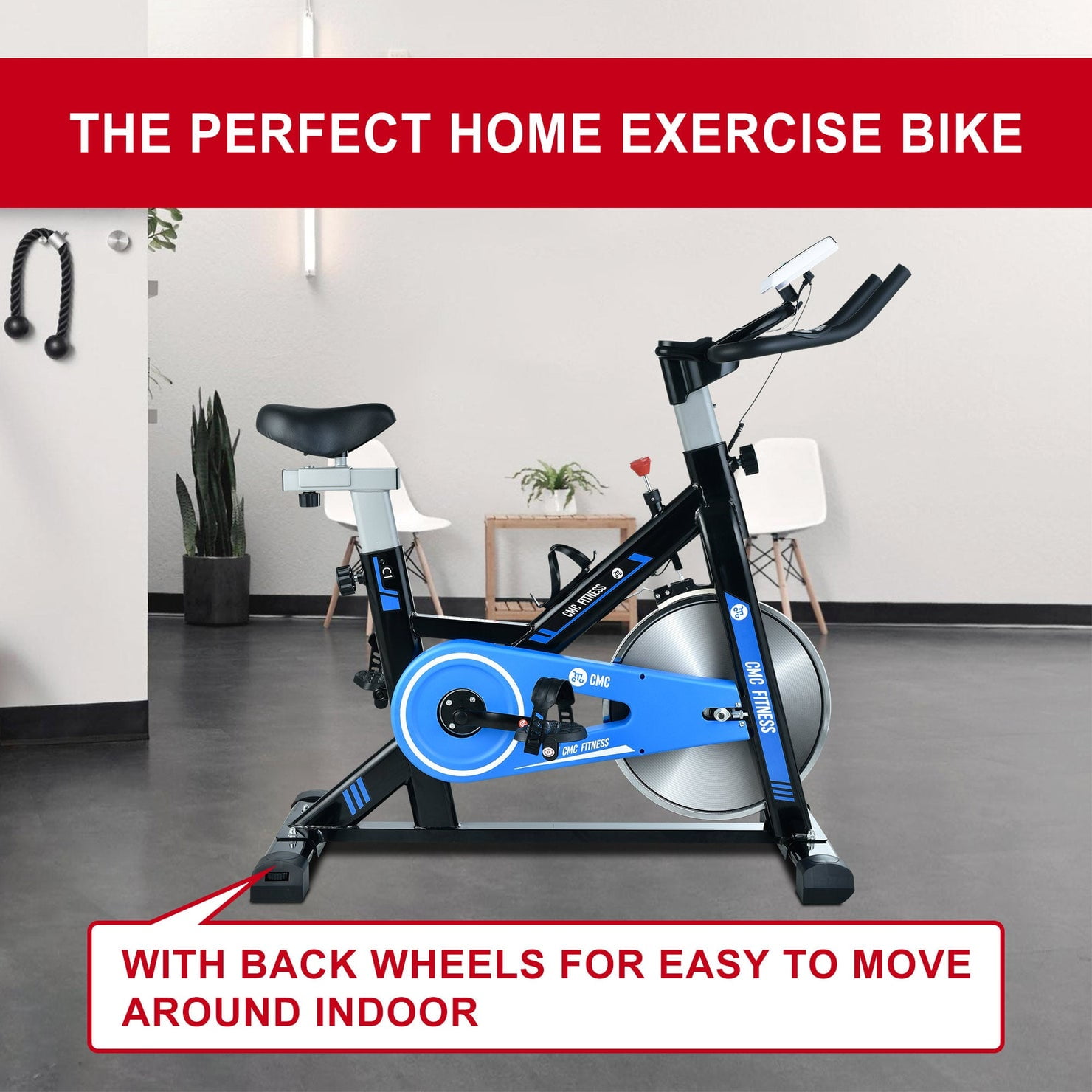 CMC Exercise Spin Bike Indoor Stationary Bicycle with Comfortable Seat  Cushion for Home